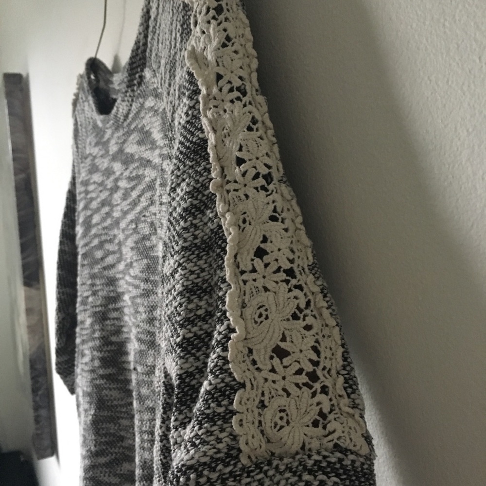 Gray Sweater W/ Lace Detail